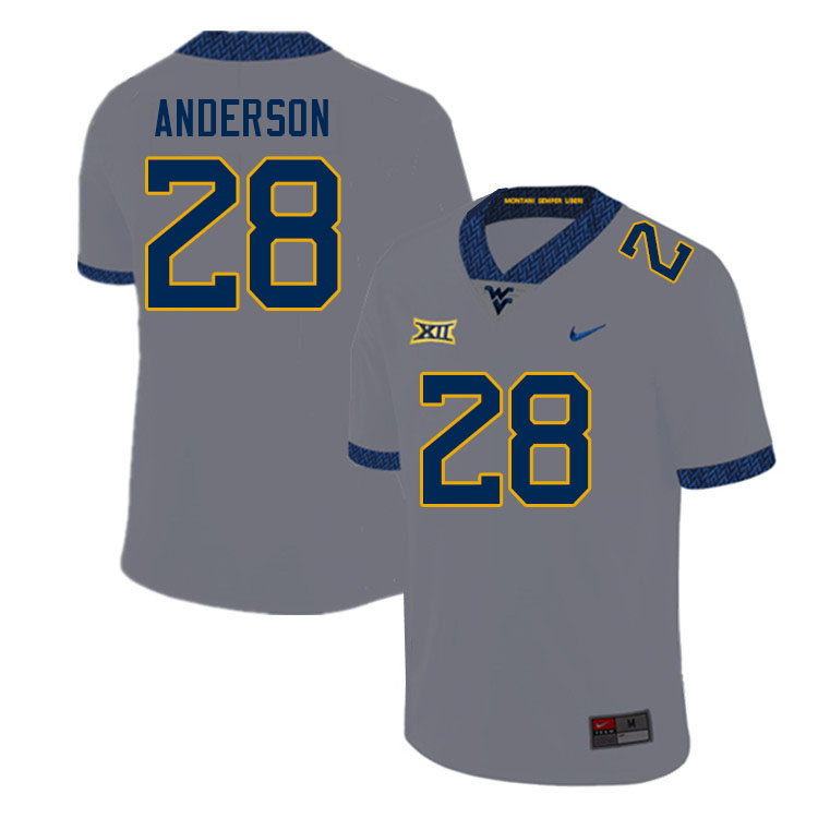 Men #28 Jaylen Anderson West Virginia Mountaineers College Football Jerseys Sale-Gray
